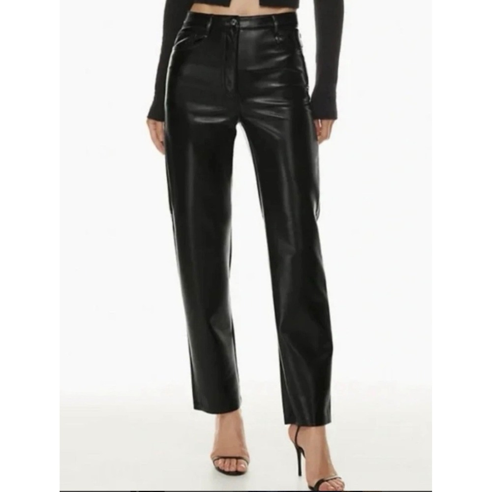 Wilfred Aritzia Melina Vegan Leather Straight Leg Pants Black 2